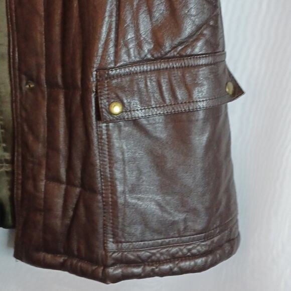 PEACOCK FEATHER Leather Jacket With Stand up Collar. XL. - Picture 5 of 12